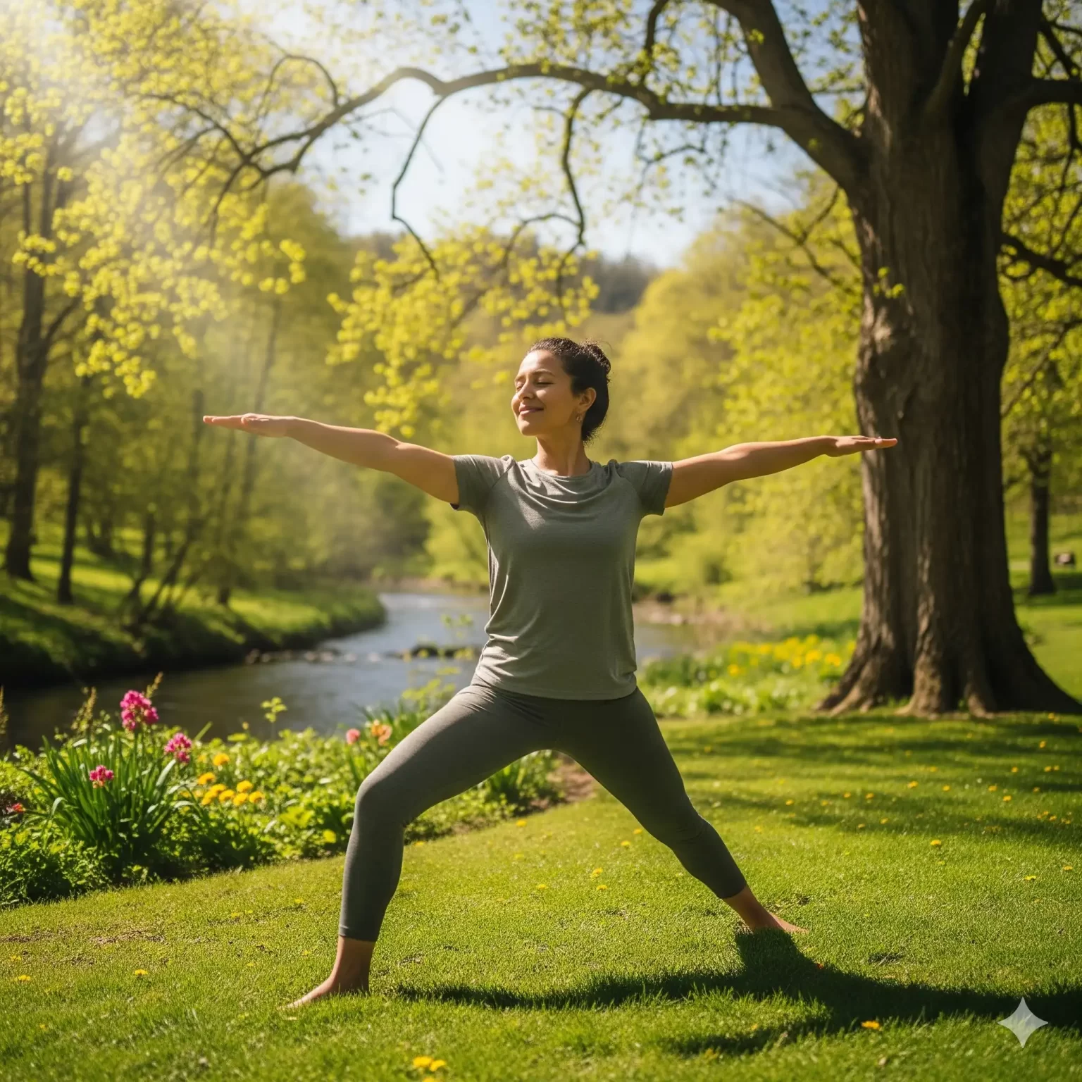 Mujer gozando de una excelente salud, en el parque