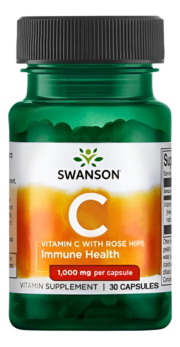 Vitamin C With Rose Hips - 30 Caps- 1000 Mg De Swanson