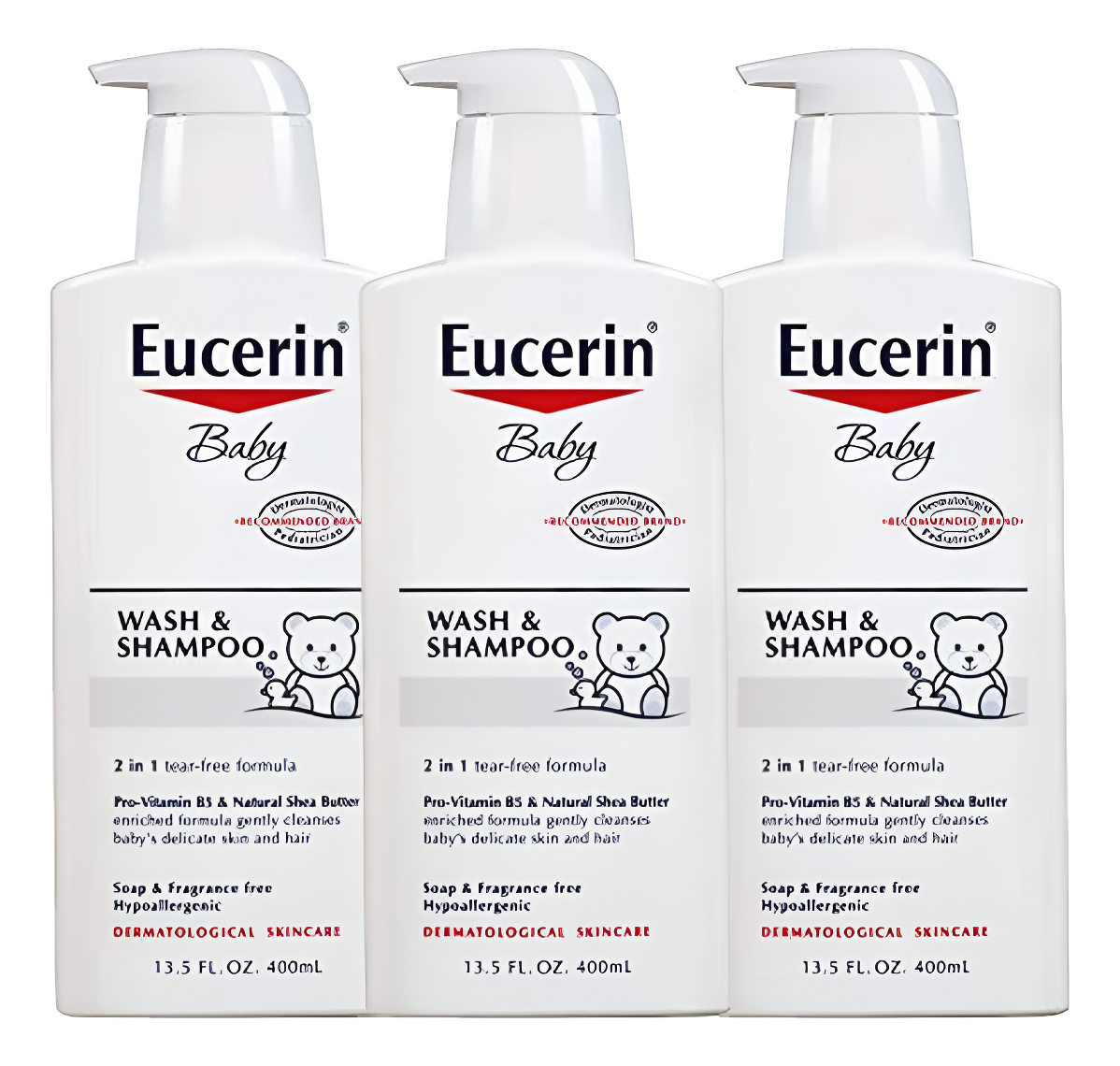 Eucerin Baby Wash And Shampoo Fórmula 2 En 1 (paquete De 3)