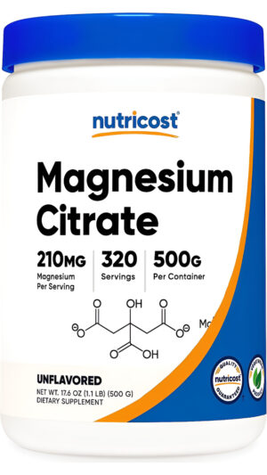 Polvo De Citrato De Magnesio Nutricost 500 Gr Sin Sabor