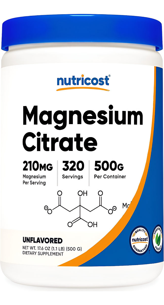Polvo De Citrato De Magnesio Nutricost 500 Gr Sin Sabor