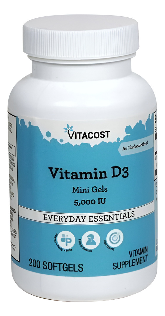 Vitamina D3 5000 Iu 200 Cápsulas Pequeñas Huesos Sanos