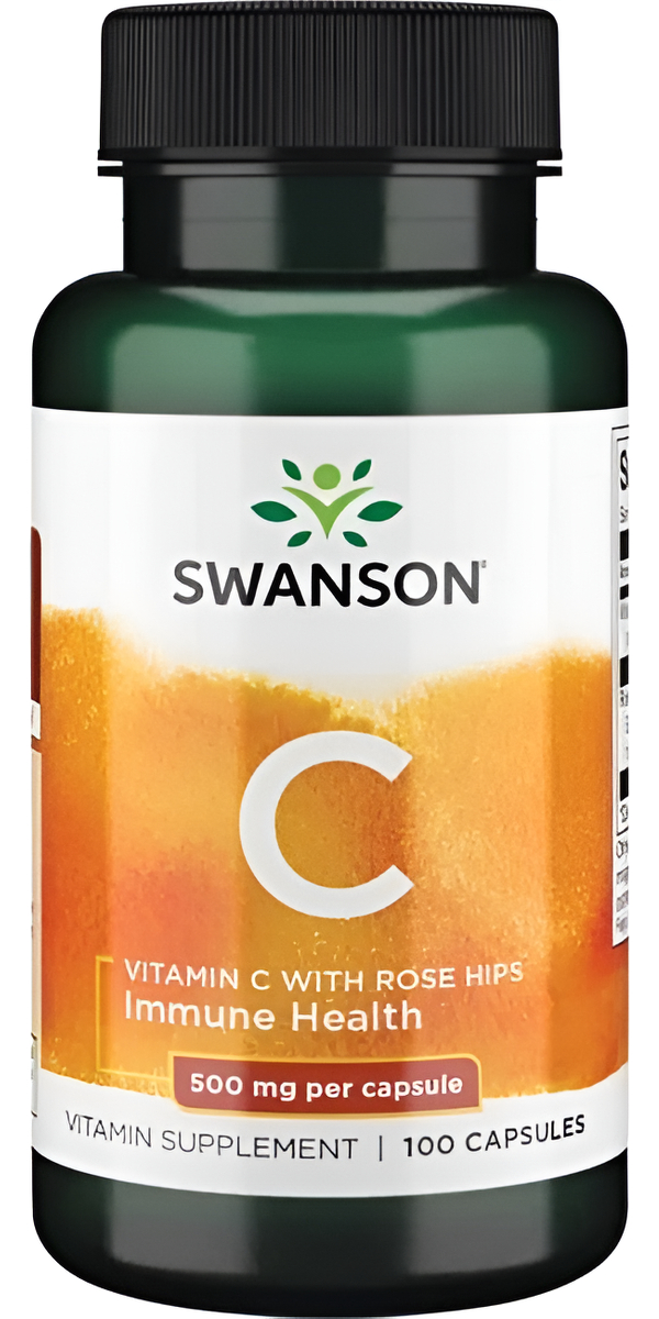 Vitamina C Con Rose Hips 500 Mg 100 Cáps Calidad Swanson