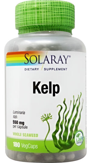 Kelp 550mg 180vegcaps + Acido Folico  Tiroides Solaray