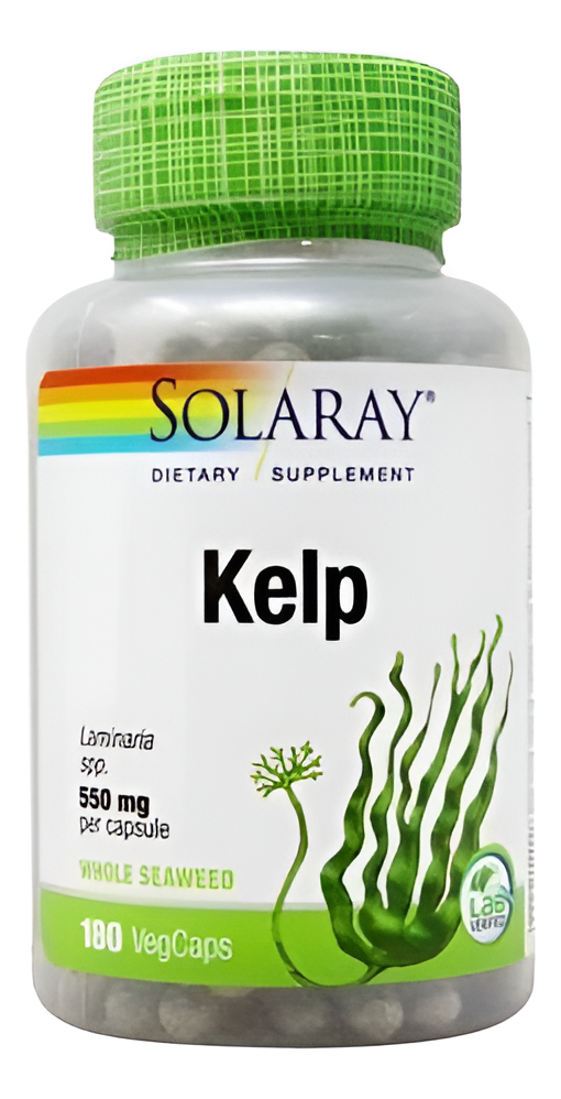 Kelp 550mg 180vegcaps + Acido Folico Tiroides Solaray