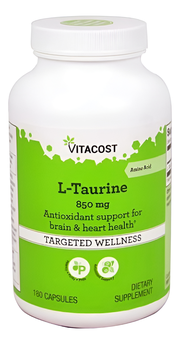L-taurina - 850 Mg - 180 Cápsulas Vitacost Gran Antioxidante