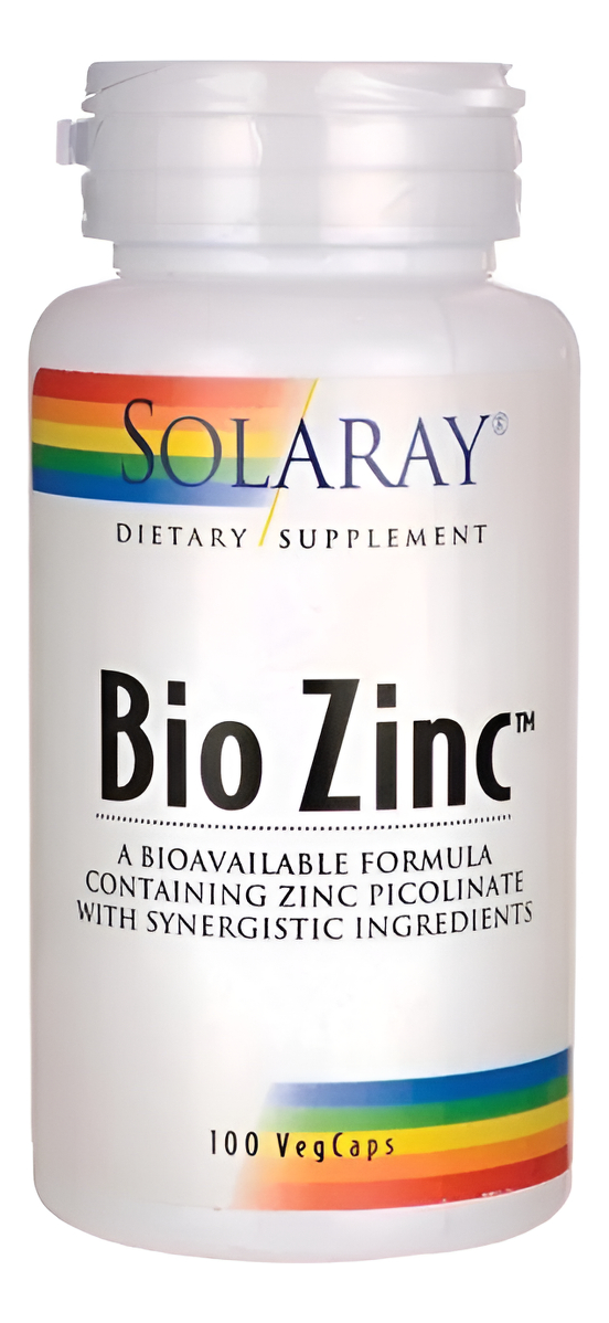 Solaray Bio Zinc Supplement 15 Mg 100 Caps Veggie Con Vit B6