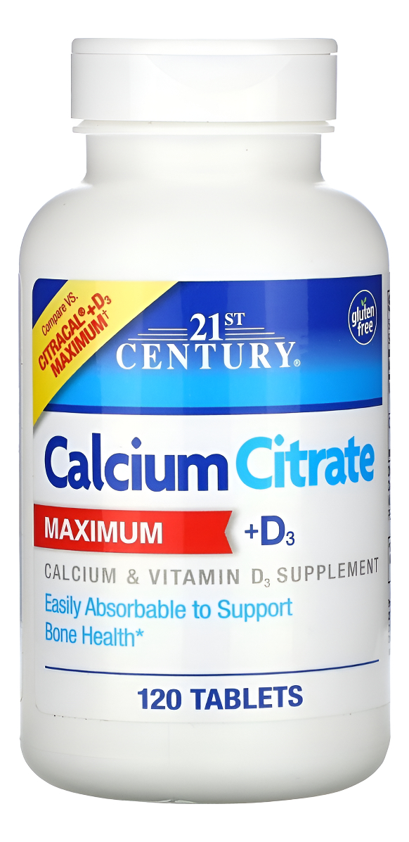 Citrato De Calcio + D3/ 120tabs Marca 21 Cantury