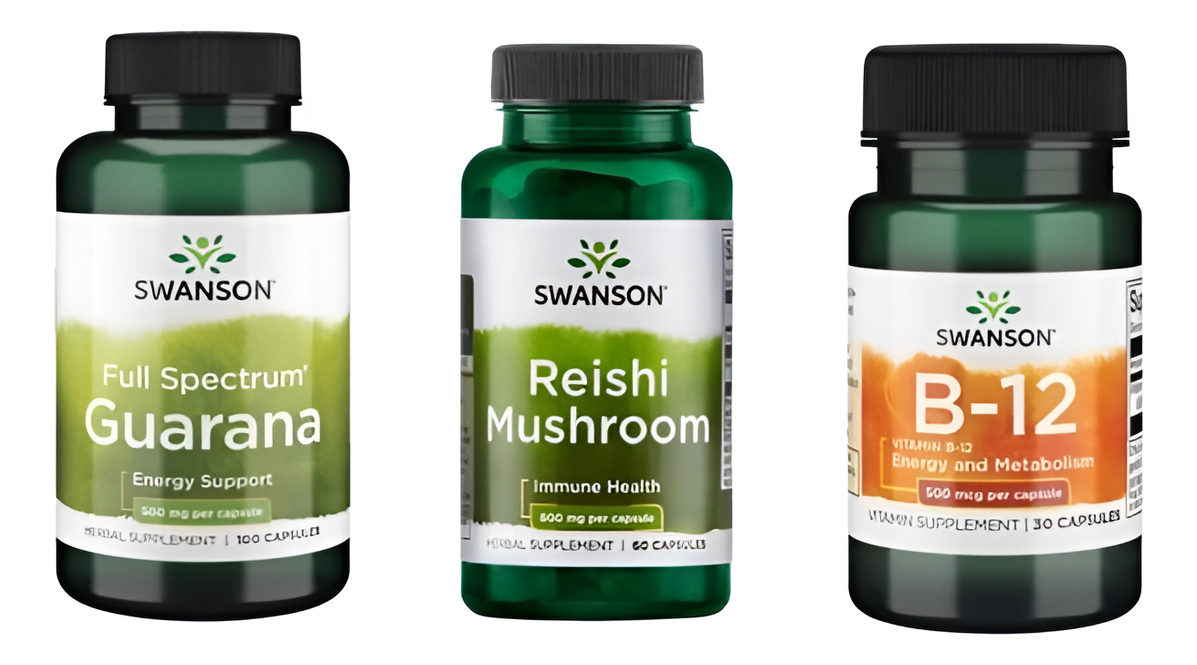 Guaraná + Reishi Mushroom + B12 Swanson Presentación Caps