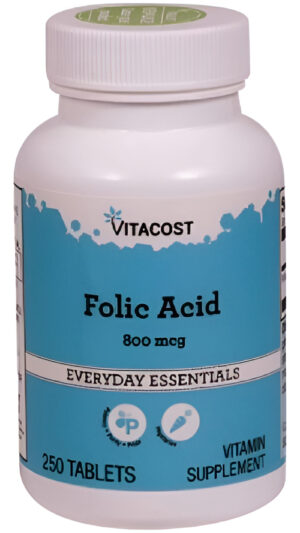 Ácido Fólico Vitacost - 800 Mcg - 250 Tabletas Veganas