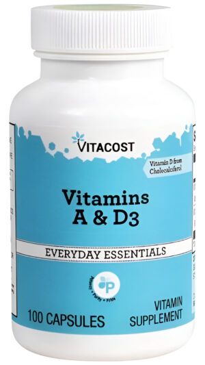 Vitaminas A Y D3 - 100 Cápsulas Vitacost