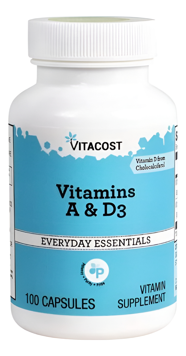 Vitaminas A Y D3 - 100 Cápsulas Vitacost