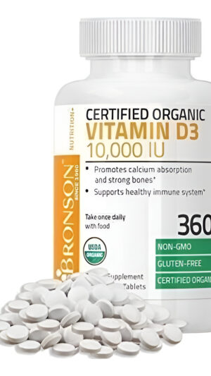 Vitamina D3 10,000 Iu Organico Non-gmo Bronson 360 Tablets