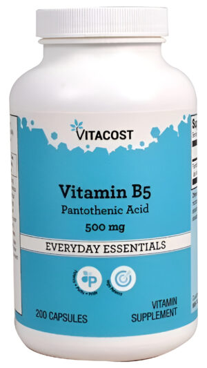 Vitamina B5 Ácido Pantoténico - 500 Mg - 200 Cápsulas