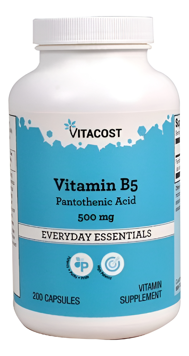 Vitamina B5 Ácido Pantoténico - 500 Mg - 200 Cápsulas