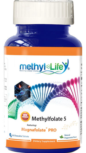 Methyl-life L-metilfolato Puro 5 Mg De Folato Activo, 90 Tabletas Masticables, Sin Omg, Sin Gluten
