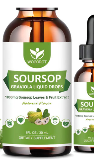 Paquete De 2 Gotas Líquidas De Graviola De Guanábana  1800 Mg De Extracto De Guanábana  Líquido Amargo De Guanábana D