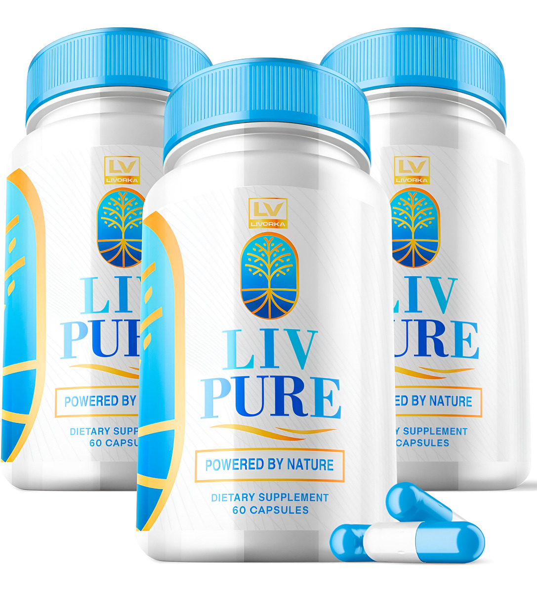Livorka Liv Pure Suplemento Dietario, 60 Cápsulas, Paquete De 3