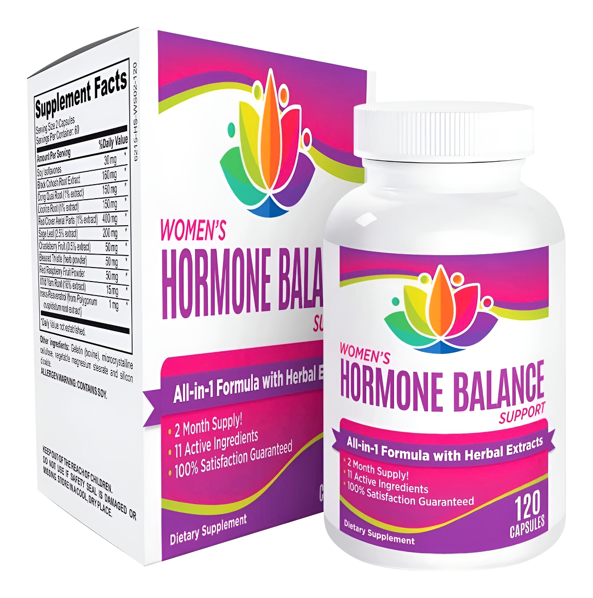 Suplemento De Apoyo Para El Equilibrio Hormonal Para Mujeres De 2 Meses (fórmula Todo En 1) Con 11 Ingredientes Activos