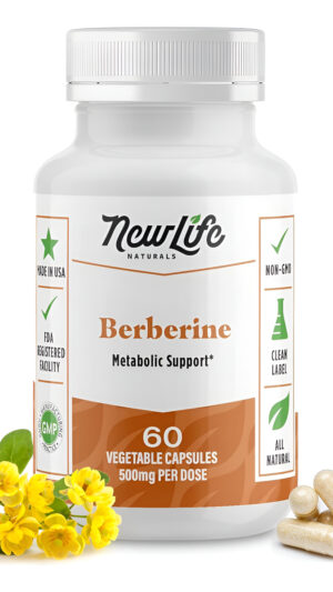 Newlife Naturals Suplemento Prémium De Berberina Hcl  500 Mg, 60 Cápsulas Vegetales