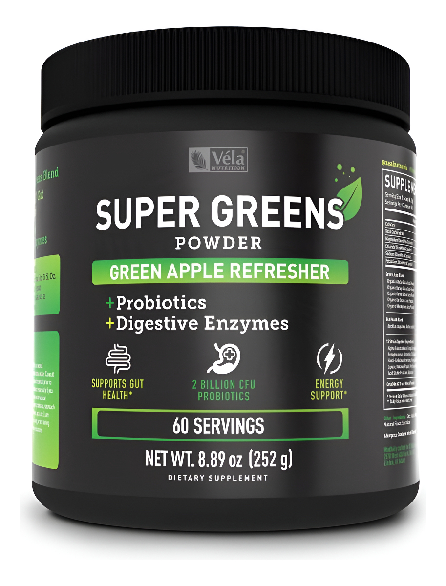 Super Greens Powder | Superalimento Para Apoyar Las Enzimas Digestivas Y La Hinchazón Con 2 Mil Millones De Probióticos