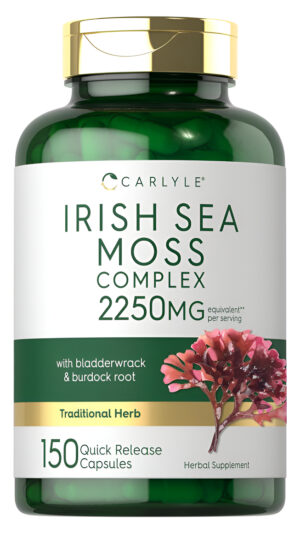 Cápsulas De Musgo Marino Irlandés De 2250 Mg | 150 Unidades | Fórmula Compleja Con Vejiga Y Raíz De Bardana | Sin Omg Y