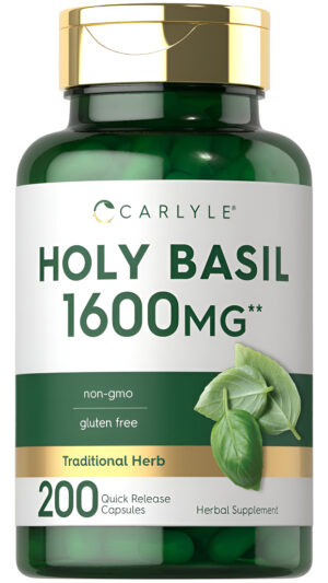 Carlyle Cápsulas De Albahaca Sagrada De 1600 Mg | 200 Unidades | Extracto De Hoja De Albahaca Sagrada Tulsi | Suplemento De Hierbas | Sin Omg, Sin Gl