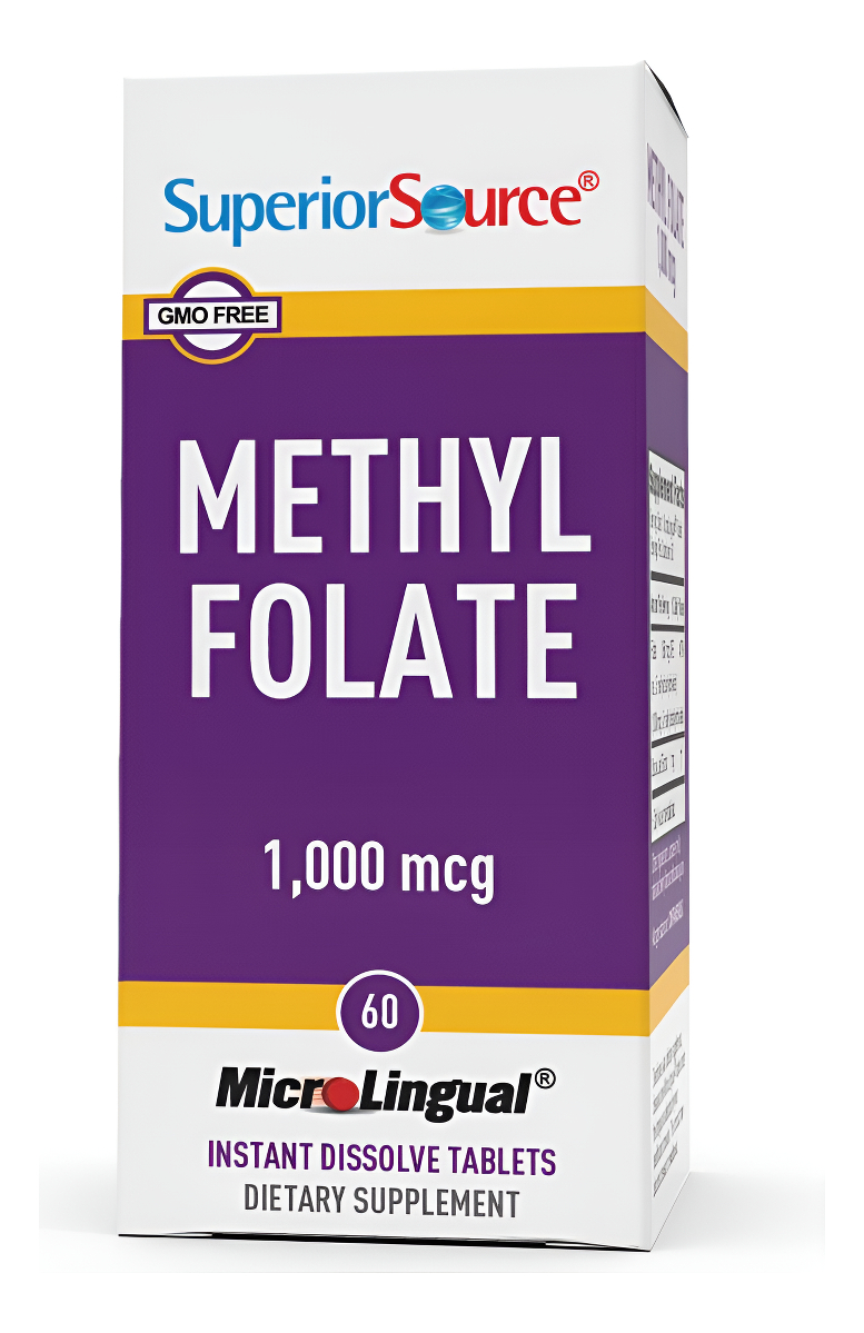 Superior Source Metilfolato 5-mthf 1000 Mcg, 60 Tabletas Microlinguales De Disolución Rápida
