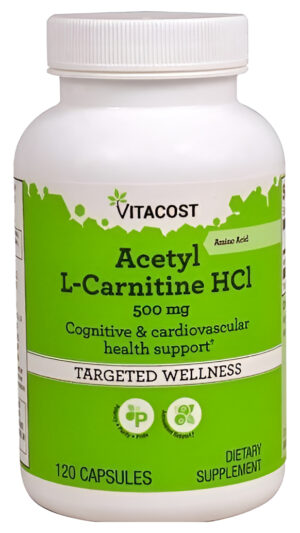 Acetyl L Carnitine Hcl Vitacost 500 Mg 120 Cáp Salud Corazon