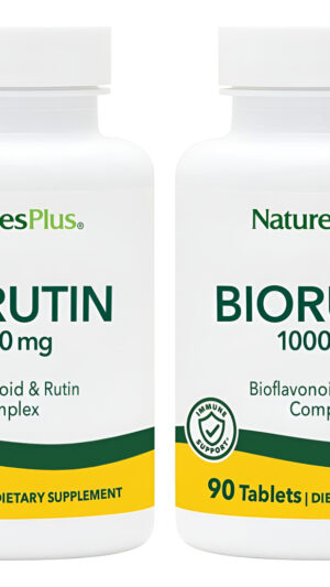 Natures Plus Biorutin 1000 Mg - 90 Comprimidos, Paquete De 2 - Bioflavonoide Y Complejo De Rutina - Apoya La Función Va