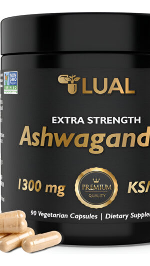 Lual Ashwagandha Extra Fuerte, 1300 Mg, 90 Cápsulas Vegetarianas, Suplementos Dietéticos | Suplementos De Ashwagandha | Ksm 66 Ashwaganda Extracto 60