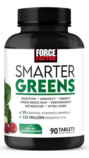 Force Factor Smarter Greens Tabletas, Suplemento De Verduras Con Más De 25 Superalimentos Y Antioxidantes Para Mejorar
