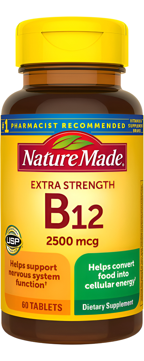 Nature Made Comprimidos De Vitamina B12 Extra Fuerte De 2500 Mcg, 60 Unidades