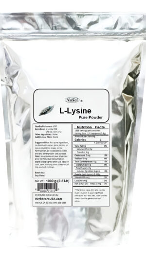 Nusci L-lisina Hcl En Polvo Puro A Granel 1000 G (2,2 Lb)