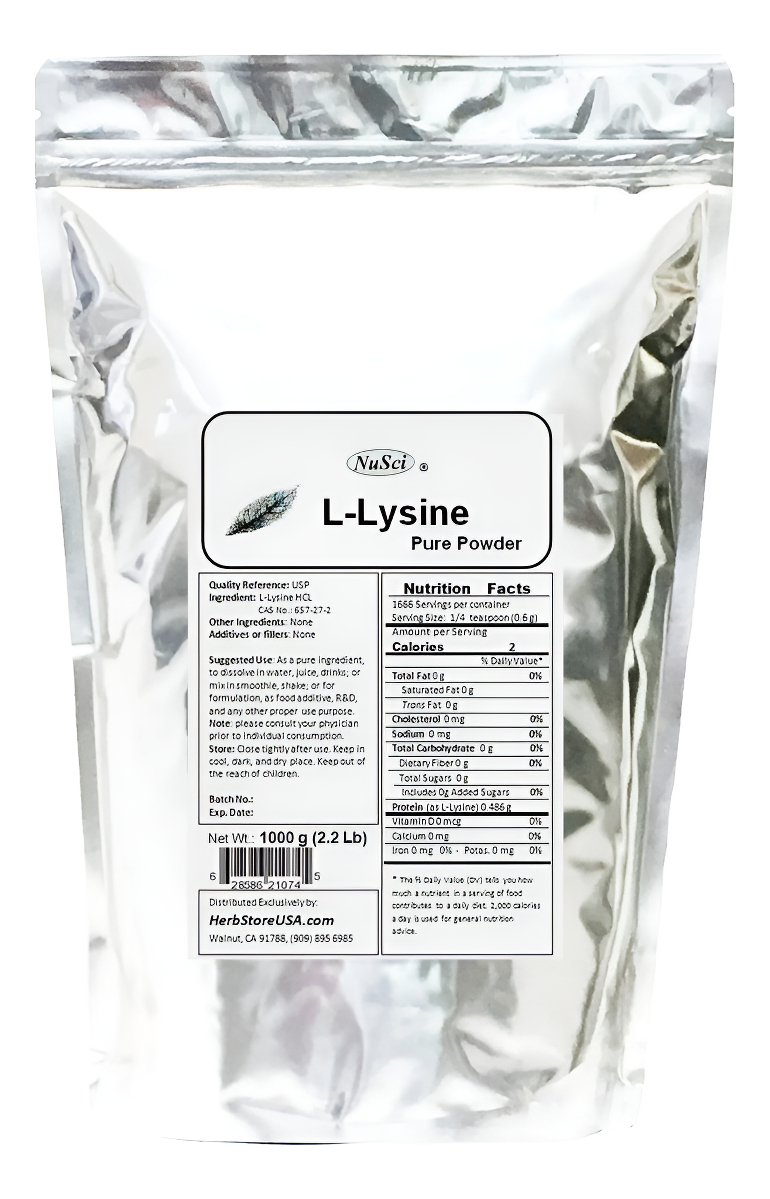 Nusci L-lisina Hcl En Polvo Puro A Granel 1000 G (2,2 Lb)