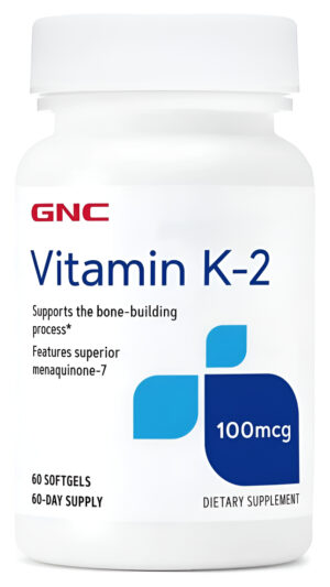 Gnc Vitamina K-2 100mcg, 60 Cápsulas Blandas, Apoya El Proceso De Construcción De Huesos
