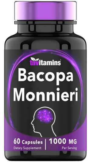 Tnvitamins Cápsulas De Bacopa Monnieri 1000 Mg (60 Cápsulas) | Suplemento Nootrópico Para El Cerebro* | Pastillas De Polvo De Extracto De Hoja De Bac