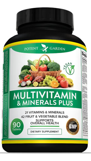 Potent Garden Multivitamínico Para Adultos Para Mujeres Y Hombres, 42 Frutas Y Verduras Más Probióticos, 90 Tabletas