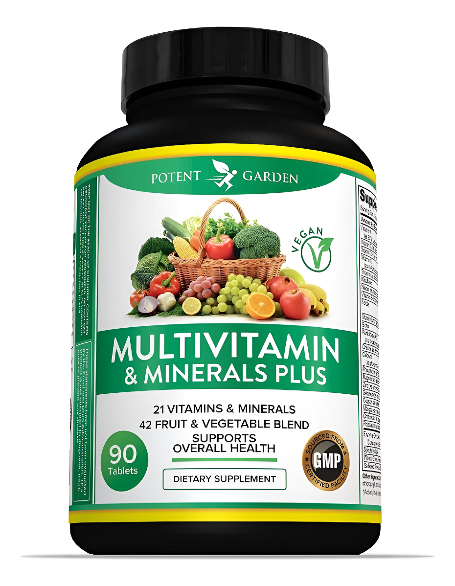 Potent Garden Multivitamínico Para Adultos Para Mujeres Y Hombres, 42 Frutas Y Verduras Más Probióticos, 90 Tabletas