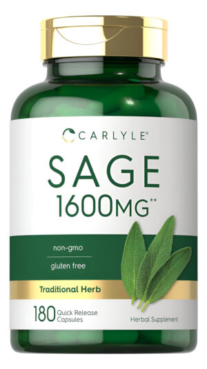 Carlyle Suplemento De Salvia De 1600 Mg | 180 Cápsulas | Alta Potencia | Sin Omg, Sin Gluten