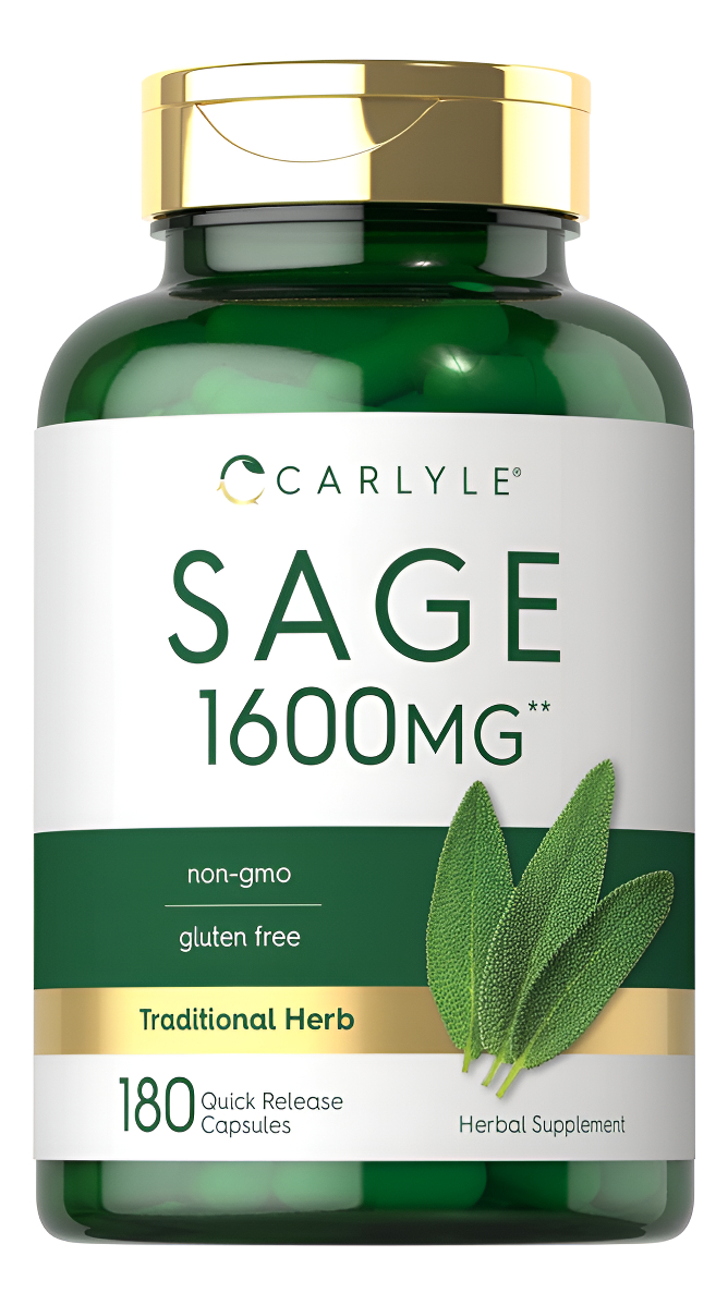 Carlyle Suplemento De Salvia De 1600 Mg | 180 Cápsulas | Alta Potencia | Sin Omg, Sin Gluten