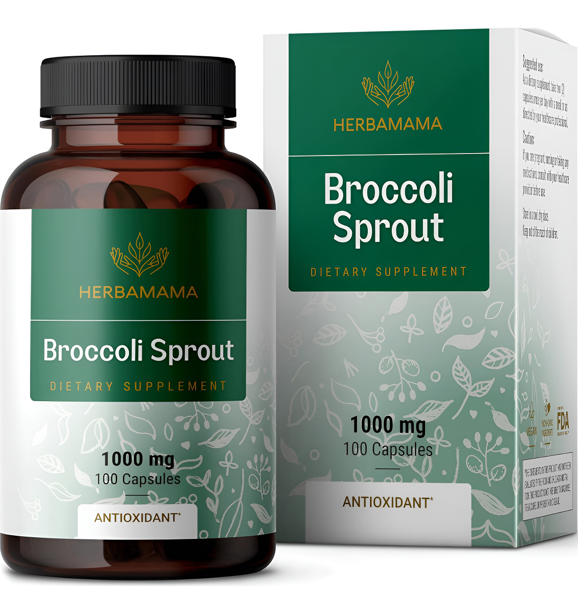 Herbamama Cápsulas De Brotes De Brócoli - Suplemento De Sulforafano De Apoyo Cerebral - Extracto De Brote De Brócoli Pa