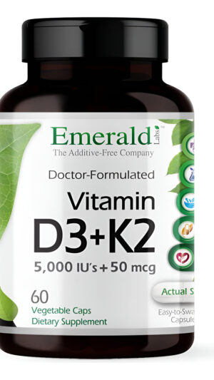 Emerald Labs Vitamina D3+k2 - Vitamina D Y Vitaldelta Mk-7 Para La Salud Ósea Y El Apoyo Cardíaco 60 Cápsulas Vegetales