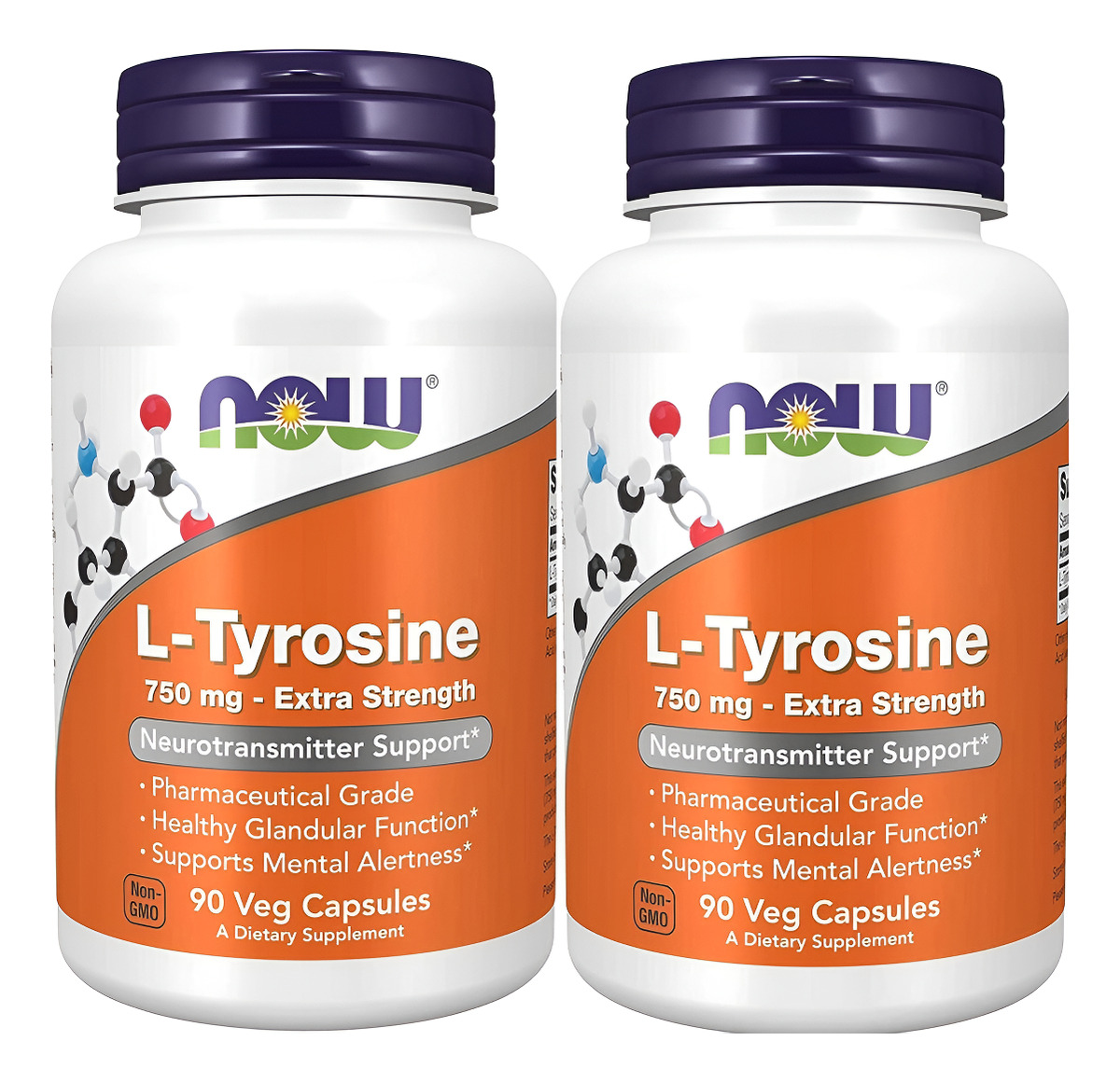 Now Foods: Soporte Para Neurotransmisores L-tirosina 750 Mg, 90 Cápsulas (paquete De 2)