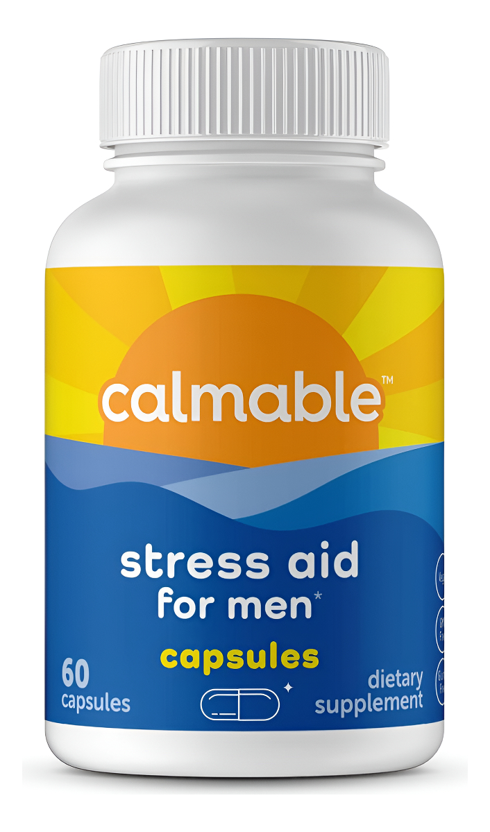 Calmable Ayuda Para Aliviar El Estrés Para Hombres, Siéntete Feliz, Calmado, Concentrado Y Relajado, 60 Cápsulas