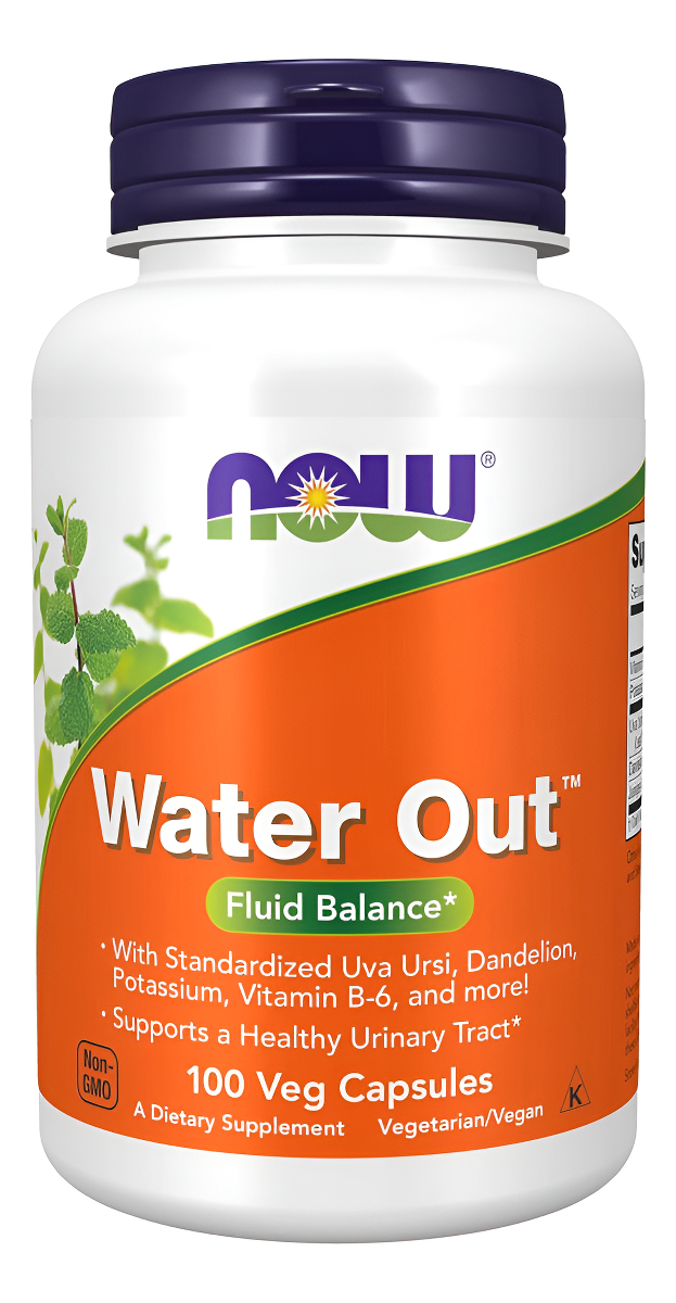 Now Suplementos, Agua Con Uva Ursi Estandarizada, Diente De León, Potasio Y Vitamina B-6, 100 Cápsulas Vegetales