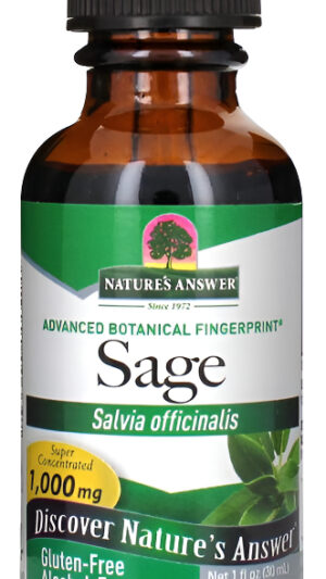 Nature's Answer Suplemento De Hoja De Salvia Sin Alcohol De 1 Onza Líquida Sin Gluten | Apoyo Digestivo | Promueve La F