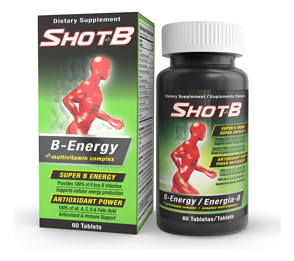 Shot B Energy Multivitamin- Suplemento Alimenticio, 60 Tabletas