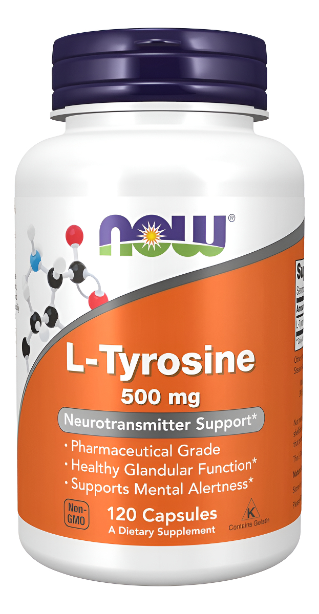 Now Foods L- Tirosina 500 mg, Apoyo Neutrotransmisor, 120 Cápsulas Veganas