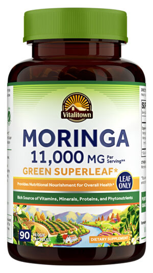 Vitalitown 90 Cápsulas De Moringa De 11,000 Mg, Suplemento Orgánico Con Base En Hoja Pulverizada